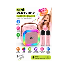Blic Bls-97 Pembe Partybox Çift Kablosuz Mikrofonlu Rgb Led Işıklı Taşınabilir Bluetooth Hoparlör