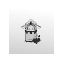 Folyo Sticker Kuş Kafesi Adkpquy764 20cm Uzunluk Siyah