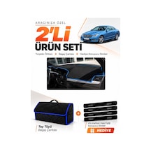 E-biz Mercedes C207 2009-2017 Uyumlu Torpido Örtüsü + Tay Tüyü Bagaj Çantası - Siyah-mavi - Mb008