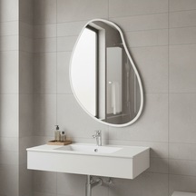60x78 Cm Modern Düzensiz Organik Form Duvar Aynası Beyaz Çerçeveli Dekoratif Banyo Ve Salon Ayna Modeli Beyaz 60x78 Cm Modern Düzensiz Organik Form Duvar Aynası Beyaz Çerçeveli Dekoratif Banyo Ve Salon Ayna Modeli Beyaz