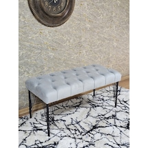 Zafir Siyah Boyalı Tel Ayaklı 90 Cm Puf Bench - Puf - Bench - Kasalı Oturak - Oturak - Yatak Ucu Puf Gri