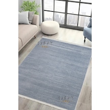 Saraz Halı Parma Düz Mavi Model Dokuma Halı Kilim Yolluk Salon Halısı Modern Dokuma Mavi