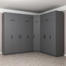 Minar Kale 8 Kapaklı 4 Ç Köşe Dolap + Yüklük Antrasit 255cm Minar Kale 8 Kapaklı 4 Ç Köşe Dolap + Yüklük Antrasit 255cm