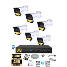 6 Kameralı AHD Full HD 9 LED 5MP Kamera Seti - 320GB HDD Dahil Gece (Renkli) Görüş