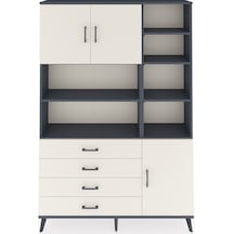 Arges Dolap 9 Raflı 4 Çekmeceli 3 Kapaklı 132x30x195 Antrasit-aytaşı/aytaşı Aytası/aytası