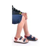 Kiko Kids Erkek Çocuk Sandalet Şb 2330-39 Beyaz Lacivert Kırmızı 001