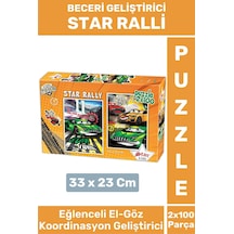 Premium Seri Eğlenceli El Göz Koordinasyon Beceri Geliştirici Çocuk 2x100 Puzzle Star Ralli