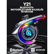Y21 Rgb Işık Efektli İntercom Bluetooth Motosiklet Kask Kulaklığı İntercom Kulaklık