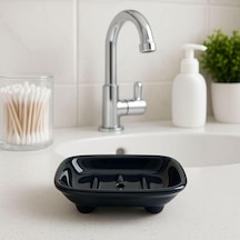 Şura Mutfak Seramik Sabunluk, Delikli Tasarım, Siyah, Banyo Ve Lavabo İçin