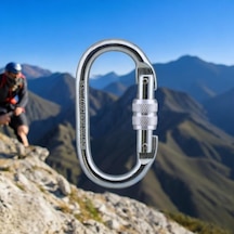 Ayrex Badem10 Oval Karabina Kilitli 10 Mm Kanca Paslanmaz Çelik Kilit Tırmanma Kamp Ekipman Tırmanış İp Askı Kili