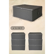 6 Adet Antrasit Kapitone Desenli Büyük Boy Hurç - 65x45x22cm Tela 65 X 46 Gri Tr Diğer