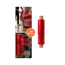 El Tipi Kırmızı Streç Film Mobilya Eşya Koli Palet Paket Taşıma Sarma Koruma 40 Cm X 100 M 23 Mikron