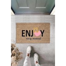Bej Kapı Önü Paspası Enjoy Ever Moment Ayıcık Desen K-3351 Renkli