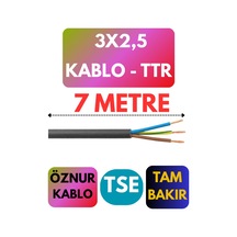 Öznur 3x2,5 Ttr Kablo Metre Seçenekli Siyah - 7 Metre