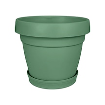 Tabaklı Delikli Plastik Çiçek Saksısı, 24 Cm 5.5 Lt, 1 Adet, Yeşil Diğer