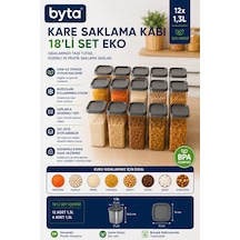 Eko 12'li Kare Erzak Saklama Kabı Seti 12x1,3 L Kapaklı Plastik Gıda Saklama Kabı Şeffaf Kiler Ve Mutfak Düzenleme Seti Şeffaf