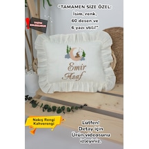 Gros Shop Müslin Yeni Doğan 4katlı Organik %100pamuk Kişiye Özgü Nakışlı Hastane Çıkış Seti Kurt Model-1 Ekru-4
