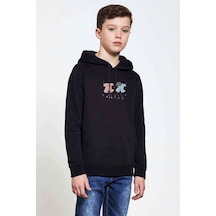 Tshirthane Pi Kadın Erkek Baskılı Unisex Çocuk Kapüşonlu Siyah Sweatshirt Siyah