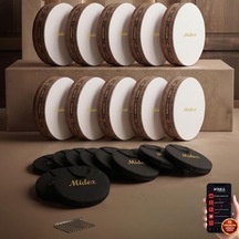 Midex Br-910x 10'lu Bendir Def Toptan Paket Akort Ayarlı El Tutma Oyuklu Çantalı