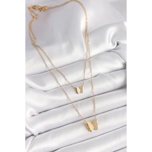 Mey İthalat 316l Çelik Gold Renk 2'li Simli Kelebek Model Kadın Kolye - Özel Seri Meyeb67f51b9504dcf5836303781a altın