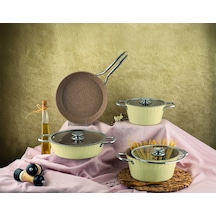 Zest Lionte İndiksiyon Tabanlı 7 Prç Granit Set Krem