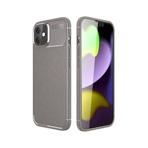 iPhone Uyumlu 11 Kılıf Auto Focus Karbon Kapak - Gri