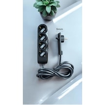 4 Lü Uzatma Kablosu 3m Ultra İnce Fiş 5mm Dar Alan Uyumlu Topraklamalı Çocuk Korumalı Siyah 3 M