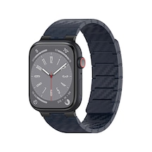 Movenchy Apple Watch 45mm Carbon Steel Kordon - Lacivert Açık Mor