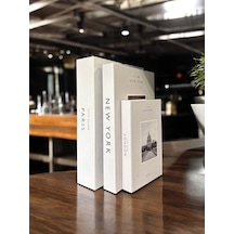 3'lü Beyaz Dekoratif Kitap Kabı