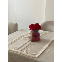 Dnc Home Tekstil Ndchome Püsküllü Ara Dantelli Runner 40 X 80 Tekli Krem