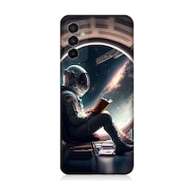 Samsung Galaxy M23 Uyumlu Kitap Ve Astronot Desenli Silikon Kılıf