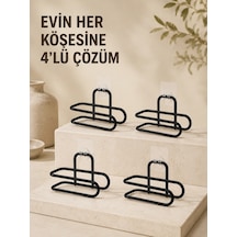 Znv Zenvia Mey İthalat Delmeden Monte Tuvalet Kağıdı Askısı Siyah Metal Yapışkanlı Banyo Kağıtlığı 4 L Renkli