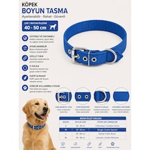 Köpek Boyun Tasması 40-50 Cm Ayarlanabilir Dokuma Metal Tokalı D Halkalı - Mavi Çok Renkli