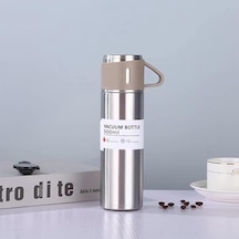 Bardaklı Paslanmaz Çelik Termos 500 Ml Sızdırmaz Kapak, 12 Saat Sıcak & Soğuk Metalik