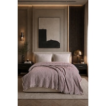 Bordo Çift Kişilik Pike Kazayağı Desenli Dekoratif Yatak Örtüsü 200x220 Cm Saçaklı Çok Renkli