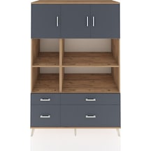 Kronos Dolap 8 Raflı 4 Çekmeceli 3 Kapaklı 132x59x195 Çam-antrasit/antrasit Antrasıt/antrasıt