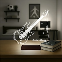 Luvivia Elektro Gitar Gitarist Kişiye Özel 3d Lamba - Masa Gece Lambası Şeffaf
