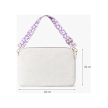 Toscase Beyaz Peluş Çantası, Eva Korumalı, Pembe Süet Astarlı, Askılı 36x26 Cm Beyaz Beyaz