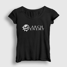 Presmono Kadın Skull Arch Enemy T-shirt Siyah