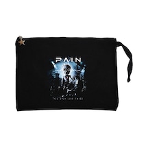 Pain You Only Live Twice Siyah Clutch Astarlı Cüzdan / El Çantası Siyah
