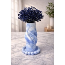 Elegant Blue Collection Koyu Çiçekli Vazo Mavi-beyaz