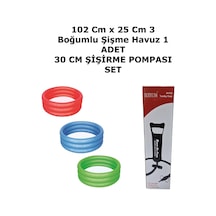 Wıseos 102 Cm X 25 Cm 3 Boğumlu Çocuk Şişme Havuz 1 Adet 30 Cm Şişirme Pompası Set Karışık