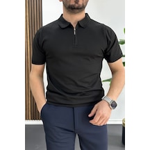 Erkek Polo Yaka Düz Tişört Siyah Edw455 Siyah