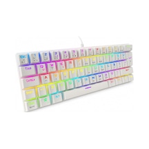60% Kablolu Rgb Mekanik Oyuncu Klavyesi, 62 Tuşlu Türkçe Q Beyaz