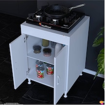 Aymen 60 Cm 2 Kapaklı Mutfak Dolabı - Set Üstü Ocak Altı Seyyar Raflı Kiler Modülü Beyaz