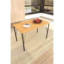 Doruk Home Balkon Mobilyası Sehpası 70x40cm Ceviz Desen Suntalam Tel Ayaklı Ceviz - Kahverengi