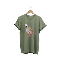 Avcılık Keklik Avcılığı Keklik Kuşu Baskılı Regular Fit %100 Pamuk Haki T-shirt Haki