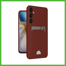 Vaveni Samsung Uyumlu  Galaxy S24 Fe Kılıf Kelvin Kartvizitli Silikon - Bordo Arz