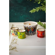 Etnik Çini Desenli Soya Wax Ahşap Fitilli Kokulu Dekoratif Mum Ta