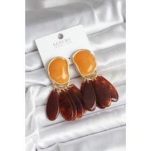 Pirinç Gold Renk Vintage Model Kadın Küpe - Çok Renkli
